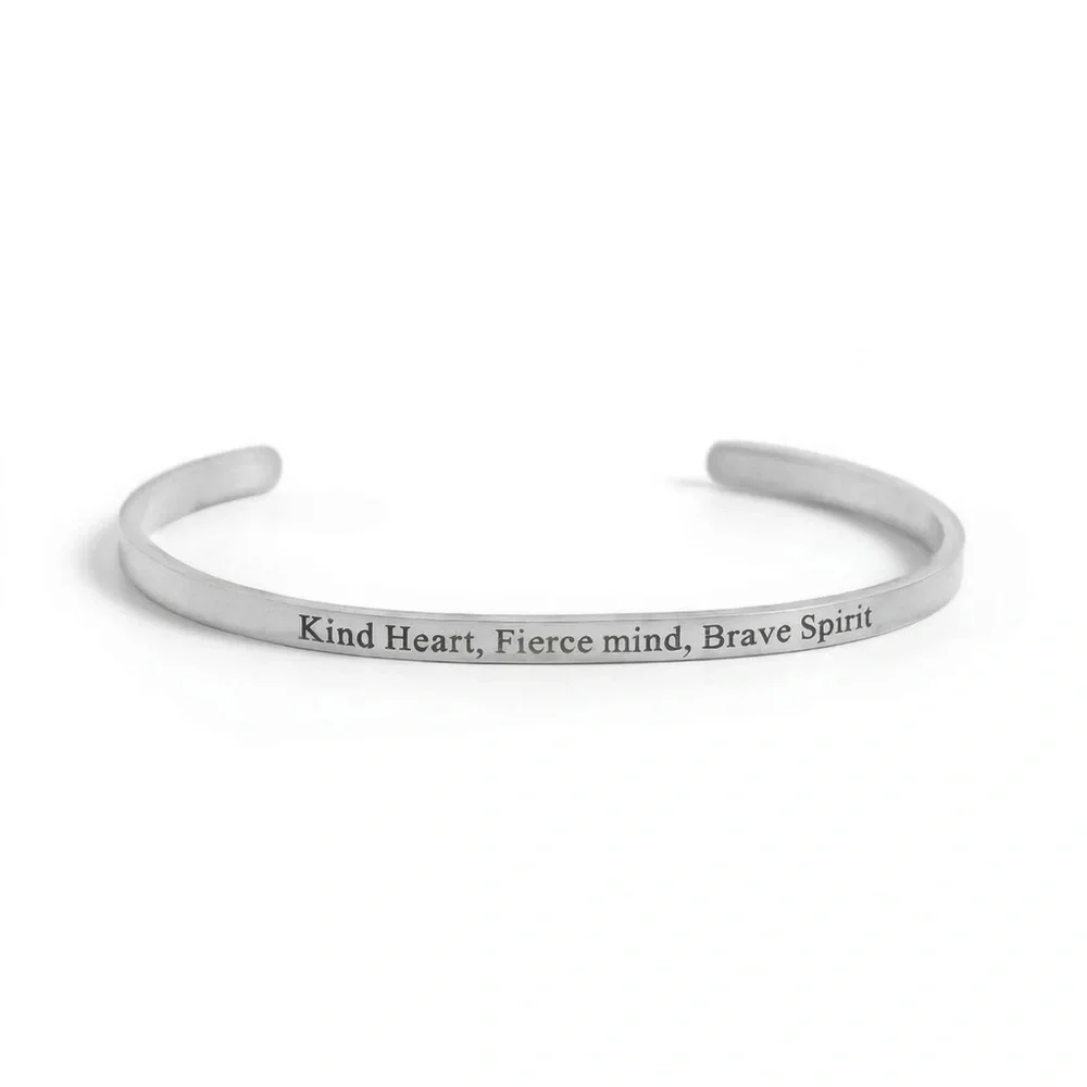 "Kind Heart Fierce Mind" Cuff Bracelet in Stainless Steel. Beautifully packaged - Picture 1 of 3